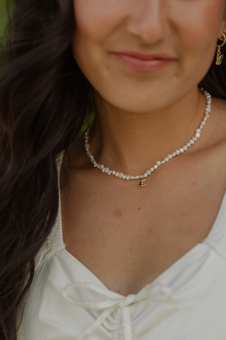 Initial Pearl Charm Necklace